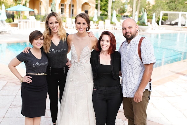 Bride and her hair and makeup team from M3 beauty