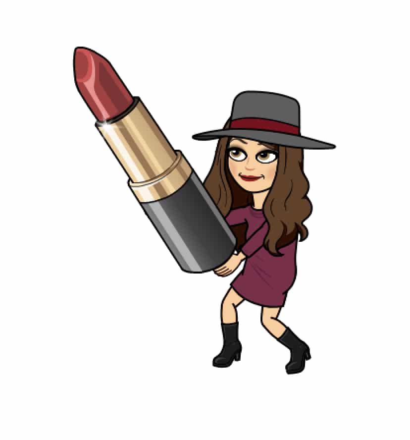 Emoticon of woman holding giant lipstick