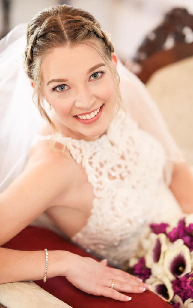 Bride smiling at the camera